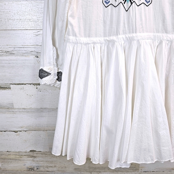 Zadig & Voltaire Ranil White Cotton Embroidered Dress XS Boho Chic Western Mini - Picture 12 of 16